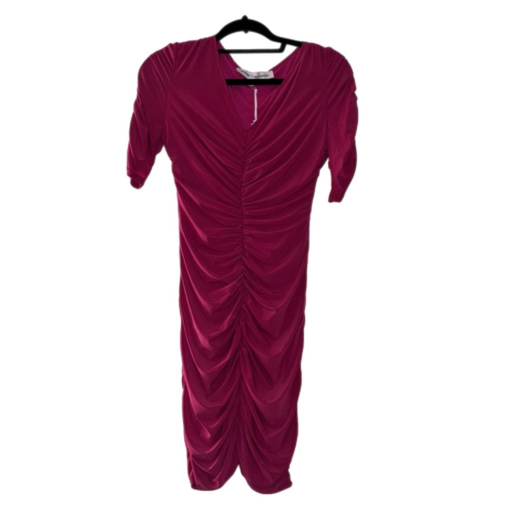 Chic Ruched Midi Dress in pink